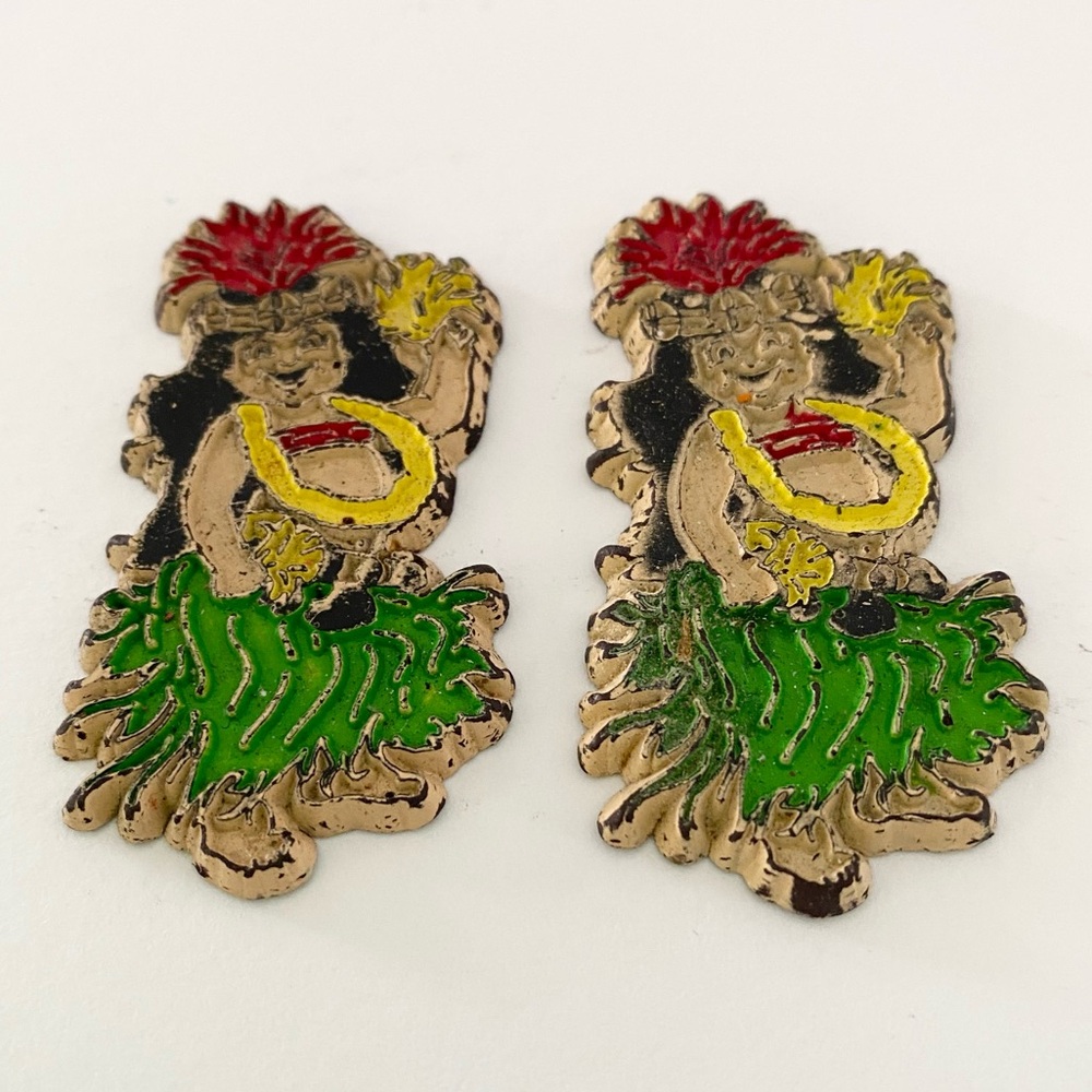 Vintage Hawaiian Hula Girl Dancer Magnets